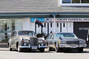 Photo of the two funeral hearses that Croft Funeral Home use out of Lower Hutt Wellington